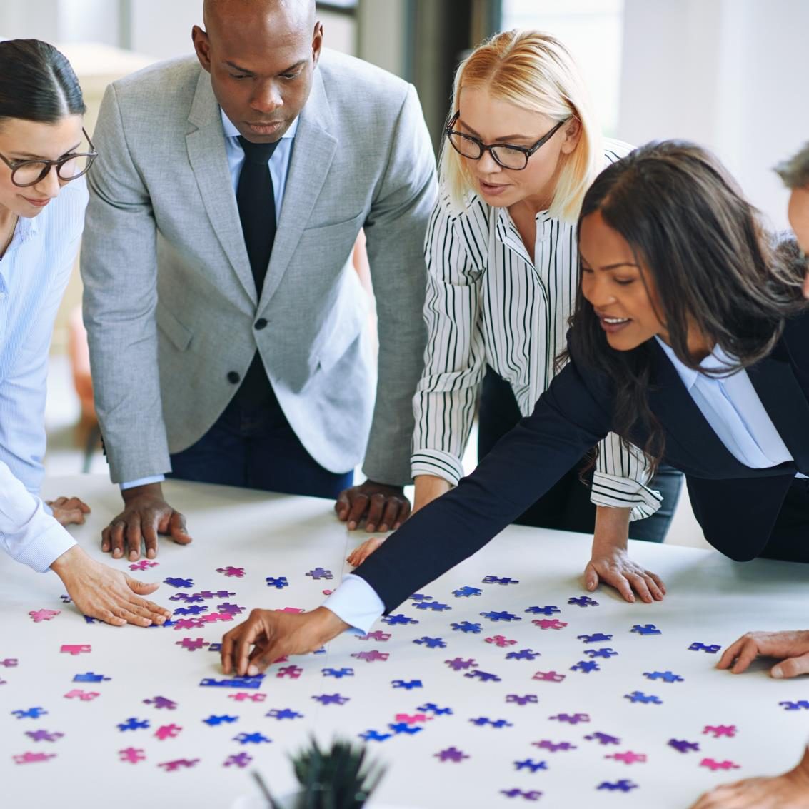 A team working through an insight exercise